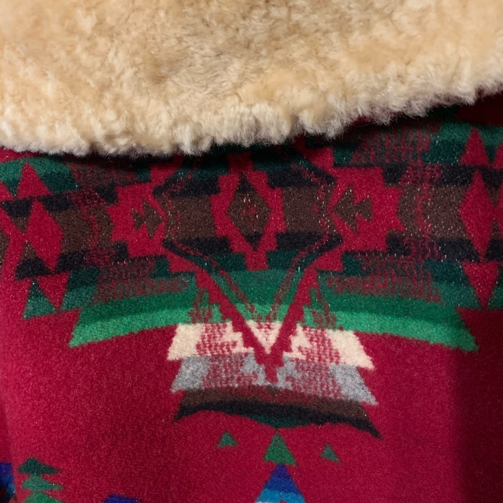 SOLD!!! M Pendleton Wool Shearling Indian Blanket Coat - Picture 9 of 14